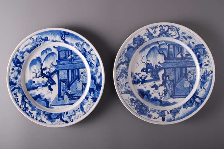 Pair of Blue and White Plates - Kangxi period